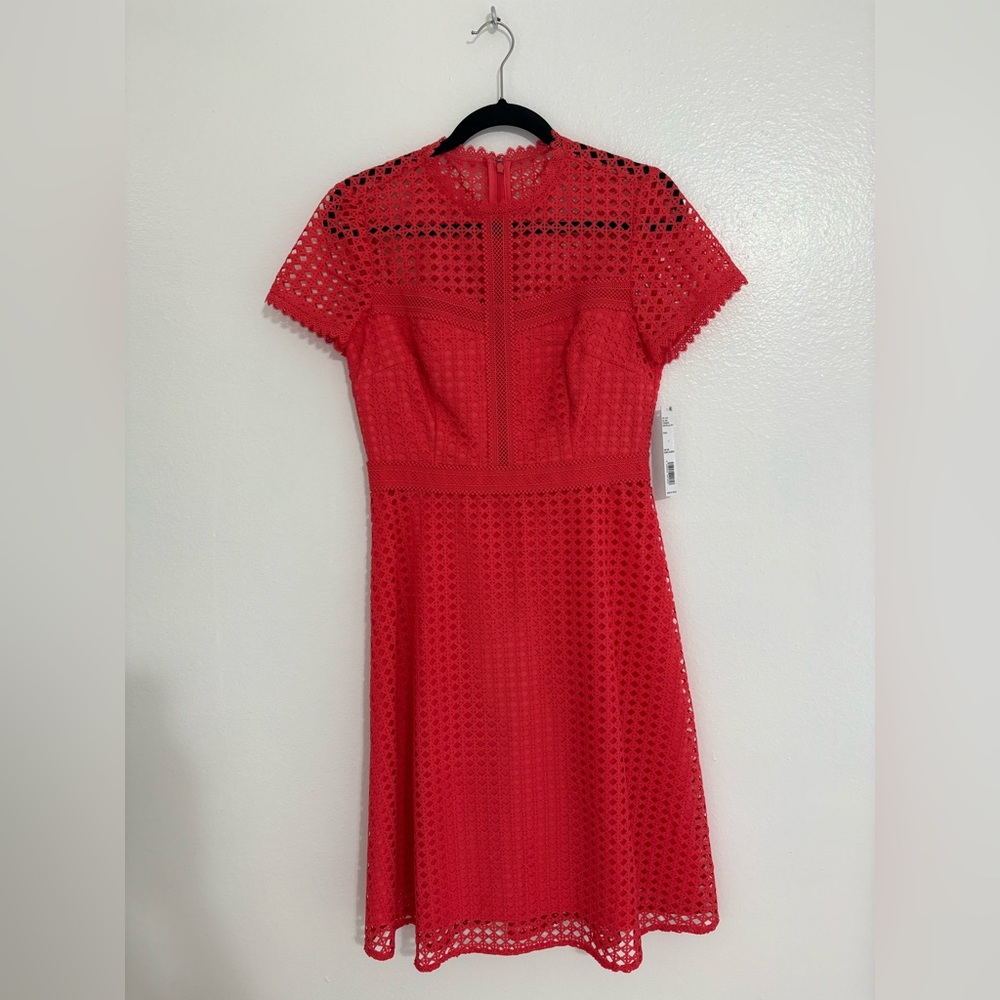 ANTONIO MELANI Lace Midi Sleeveless Dress Blissful Blossoms Red